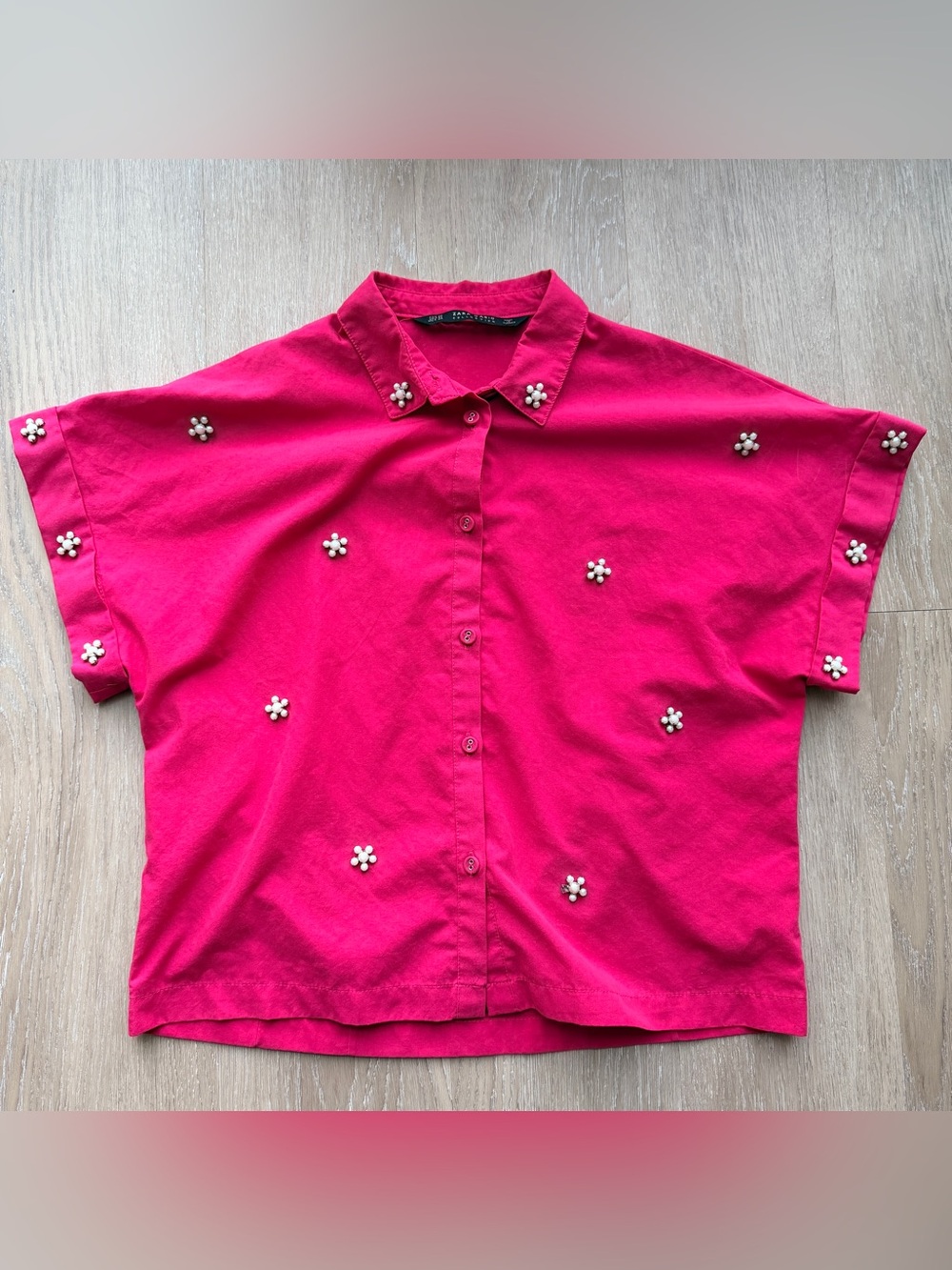 Zara pearl embellished crop top